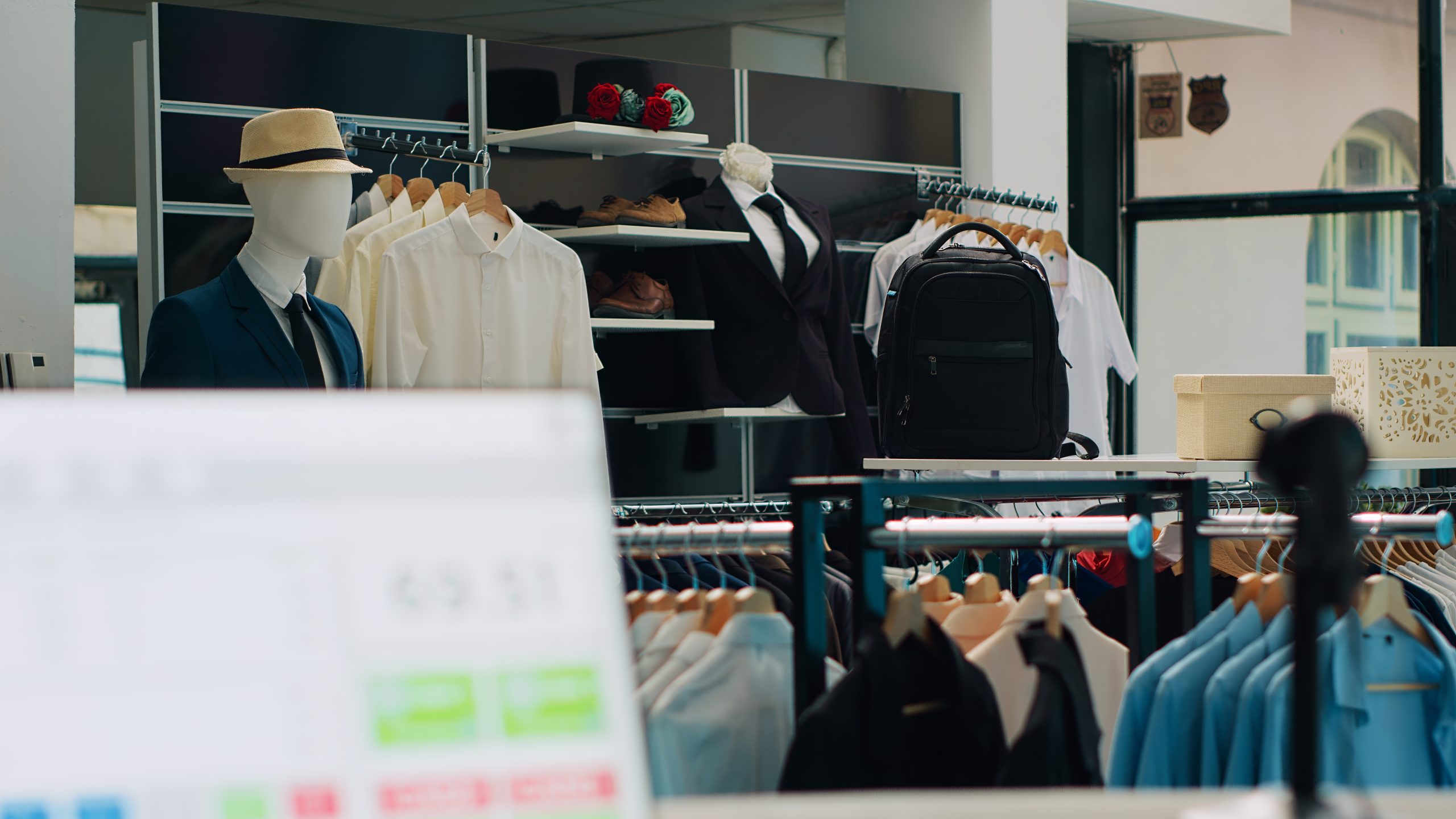 Empty fashion store selling modern clothing and accessories